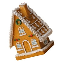 PatungKu Christmas Decors,LED Lighted Christmas Village House Gingerbreads House Figurine