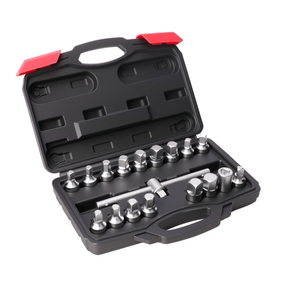 PatungKu Complete 18pc Alloy Steel Socket Kit Universal Lever Wrench Portable Organizers Automotive Use