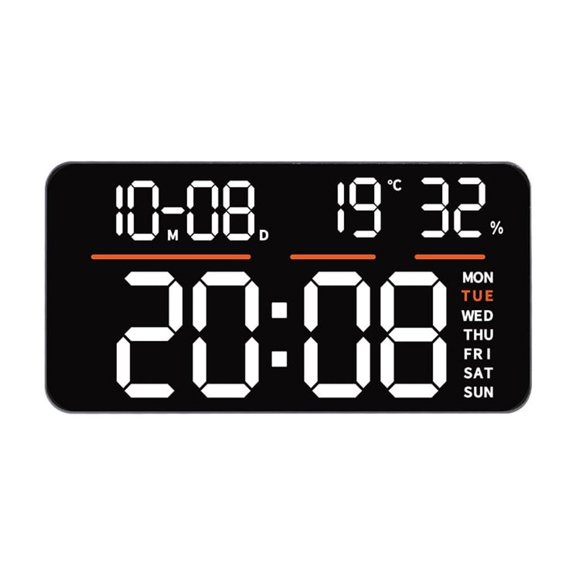 PatungKu Contemporary Electronic Wall Clock With LED Screen Time Date Temperature 2 Alarms Countdown Timer Feature Remote Control