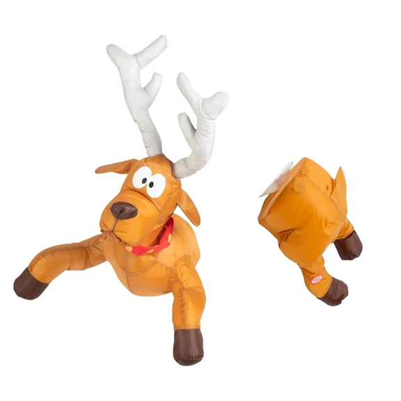 PatungKu Crashing Santa Reindeer Kicking Window Animated Decoration with Suction Cup Fixings For Christmas Humorous Ornament