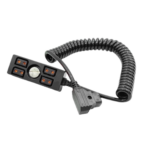 PatungKu D-tap 1 Male to 4 Female B-type Camera Battery Distributor Cable Coiled Wire
