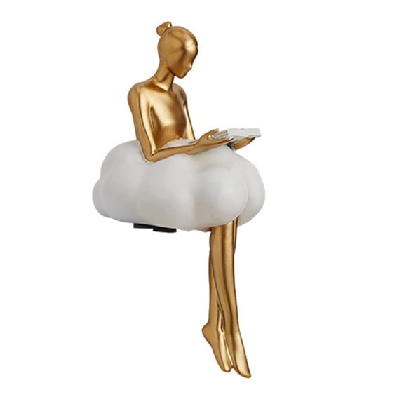 PatungKu Delicate Cloud Girl Tabletop Statue Resins Figurine Home Office Desk Decors Gift