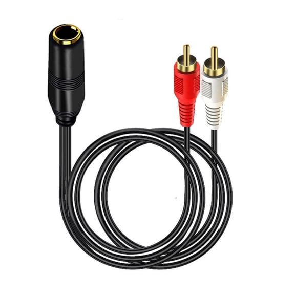 PatungKu Durability Gold Coated 6.35mm to 2RCA Y Splitter Audios Cable for Stable Sound Transfer for Musical Instruments, Mixers