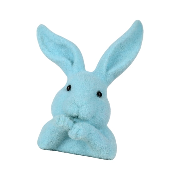 PatungKu Easters Faux Moss Flocking Rabbit Head Figurine Home Decors Resin Statue For Living Room Office Tabletop Shelf Ornament