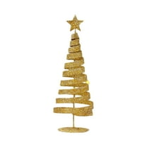 PatungKu Elegant Gold Christmas Tree Decor - Glittering Tabletop Trees with Star Toppers for Holiday and Office Festive Decorating