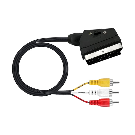 PatungKu European SCART 21Pin to Tripartite Analysis Video Alterer Cable 1.5M Strengthened Color Change Premium Conductors Sound Video Cord for Home Theater Systems