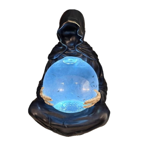 PatungKu Haunted Home Accent Resins Death God Crystal Ball LED Lighted Display