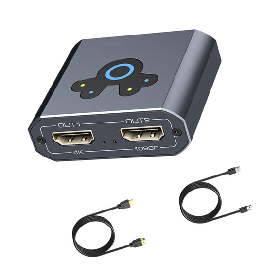 PatungKu High Performances HDTV to Double HDTV Splitter Support 4K Resolution at 60Hz for Primary and 1080P for Secondary Display