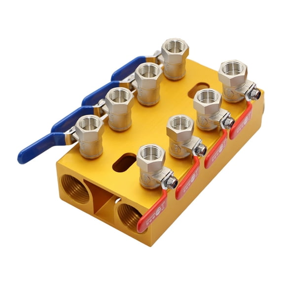 PatungKu High Pressure Water Flows Meter 4/5/6/8 Way Aluminum Water Manifold Splitters
