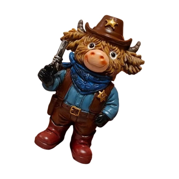 PatungKu Highlands Cow Figurines Farmhouse Decors, Resins Statue Table Ornament