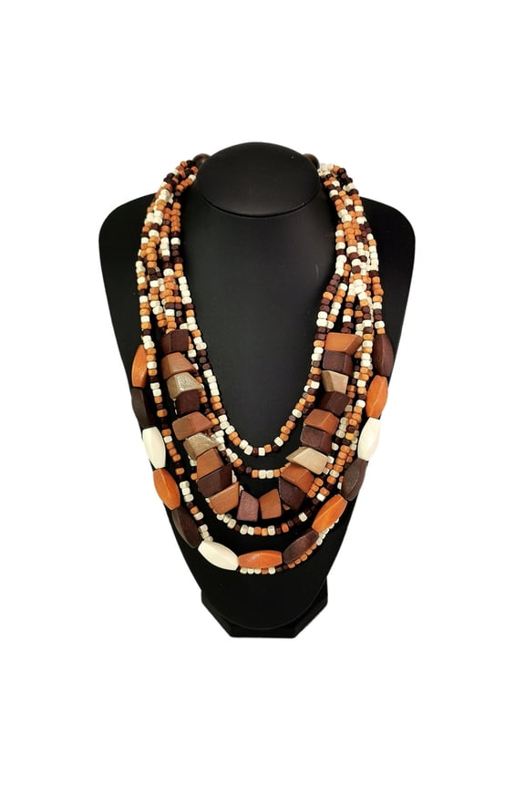 Indian African Beads Necklace Jewelry Gift Unique Bohemian Style Wood Necklace Unique Clavicle Chain for Casual Outfits