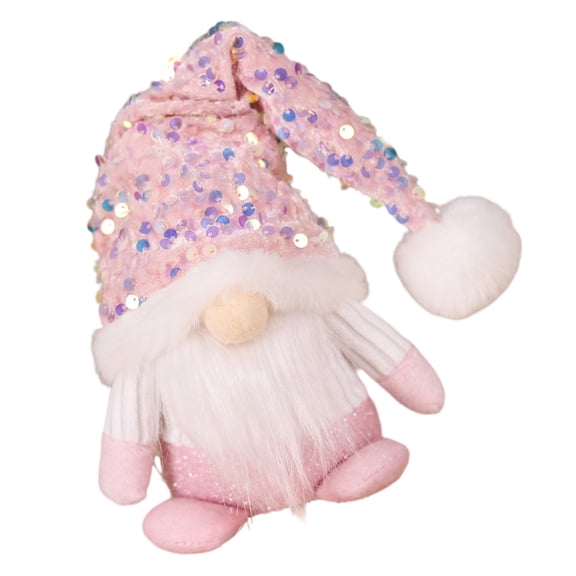 PatungKu Lovely Pink Christmas Dwarfs With Gleaming Sequined Hat/Dress Option Perfectly Gift and Home Desk Decoration