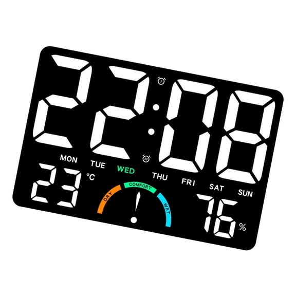 PatungKu Modern Design Extra Large LED Wall Clock Temperature Humidities Display Alarm Function