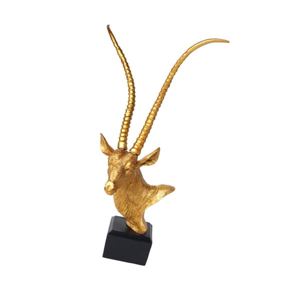 PatungKu Modern Resin Antelope Head Sculpture with Base for Farmhouses Home Office Living Room Bookshelves Decorative Ornament