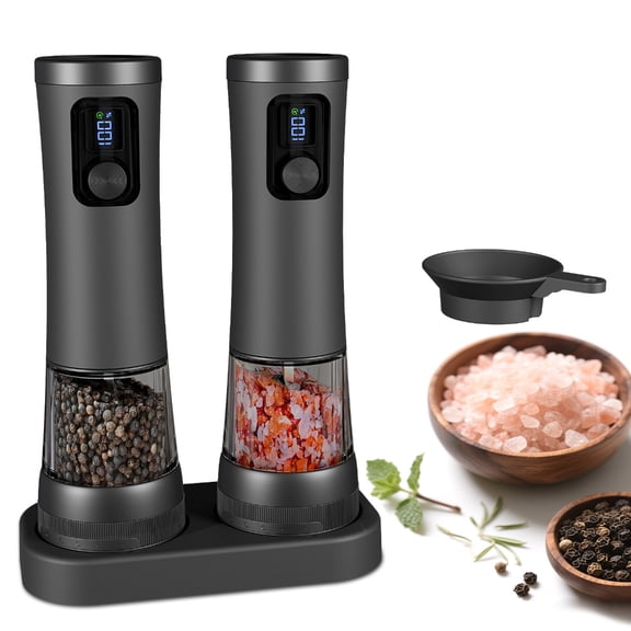 PatungKu Nonrust Steel Automatic Pepper Grinders USB Rechargeable 2 Grinding Speed Adjustable Coarseness Dials 100ml Large Capacity