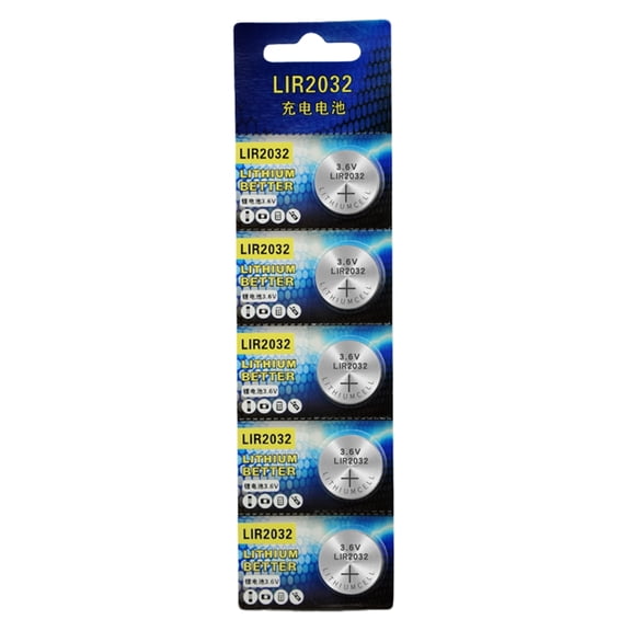 PatungKu Pack Of 5 Rechargeable LIR2032 Batteries 3.6V Lithium Coin Cell Batteries For Watches Toy Remotes Control, Calculators,