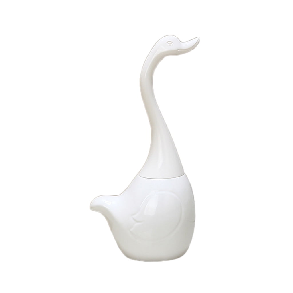 PatungKu Plastic Toilet Brush and Holder Creative Swan Bathroom Cleaning Brush and Plunger Statue Decorative for Bathr