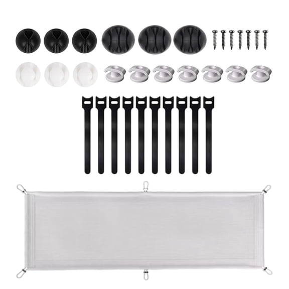 PatungKu Polyester Fiber Networks Pocket Sturdy Storage Mesh for Desk Cable Organization