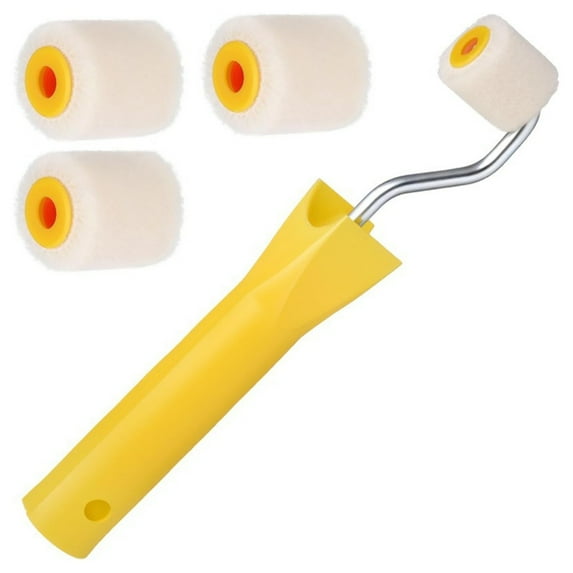 PatungKu Portable 1Inch Touch Up Paint Roller Set With 4 Refill Heads Roll Brush For Seamlessly Corner And Edges Coverage