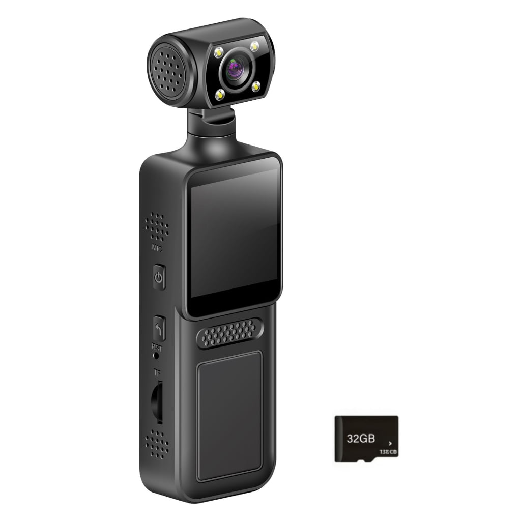 PatungKu Portable 4K Handheld Sports Pocket Camera Display 180 Degree Rotatable Video