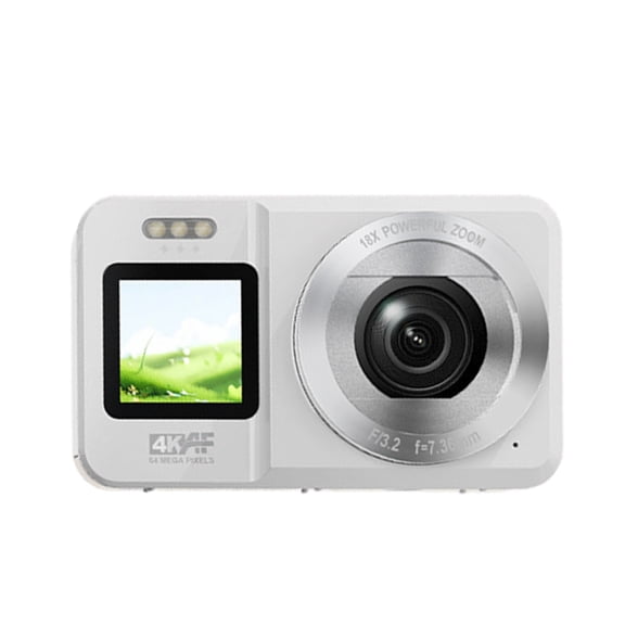 PatungKu Portable 4K UHD Digital Camera 64MP Double Display 18X Zoom Compacts Body for Beginners Outdoor Adventures