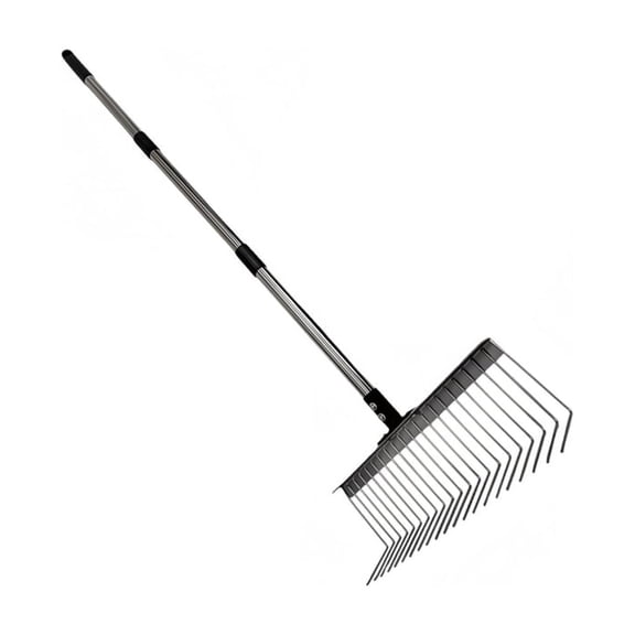 PatungKu Professional Stainless Steel Rakes 21Metal Tines For High Capacity Leaf Cleanup