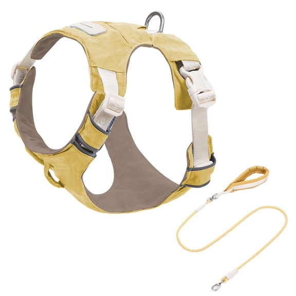 PatungKu Simple Dog Vest Harness With Detachable Leads Reflective Design Walking Gear