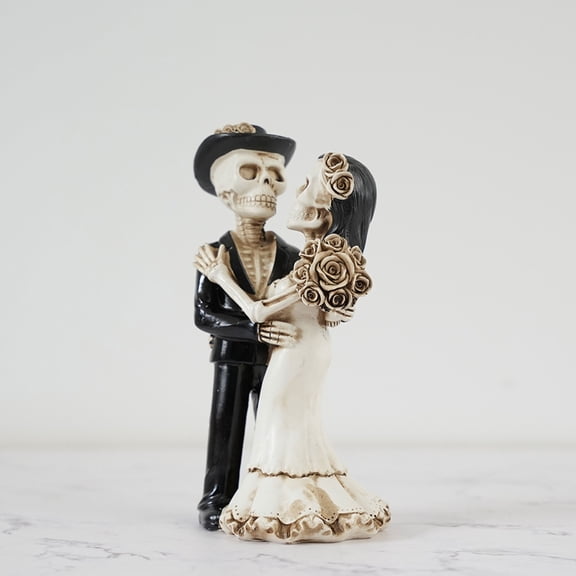 PatungKu Skeleton Couple Figurine - Romantic Gothic Decor Resin Statue for Home, Desk, Yard, Party & Day of the Dead