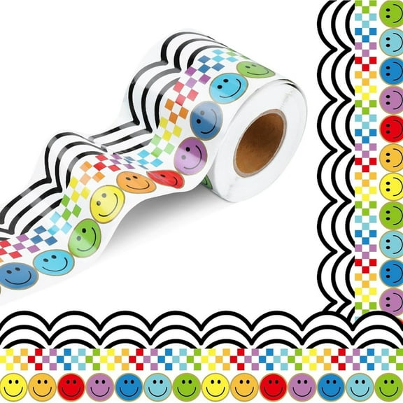 PatungKu Smiling Face Border Trim Wall Sticker for Chalkboard Notice Board Decoration