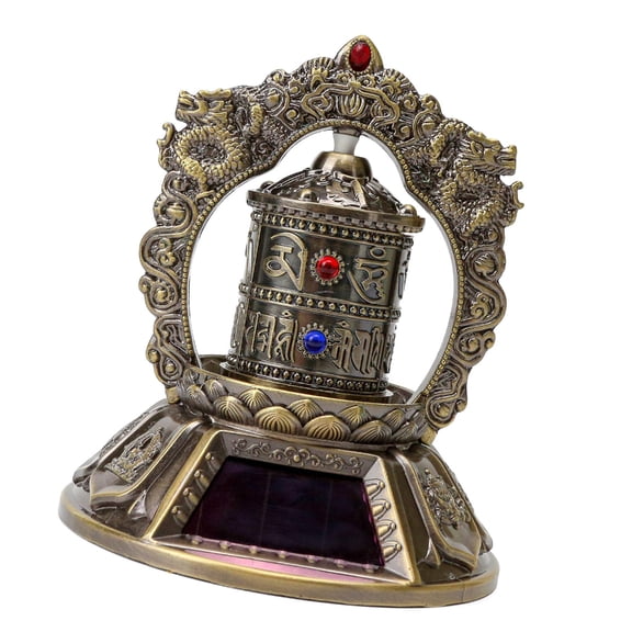 PatungKu Solar Buddhas Scriptures Prayer Wheel Car Ornament Solar Tibetan Prayer Wheel