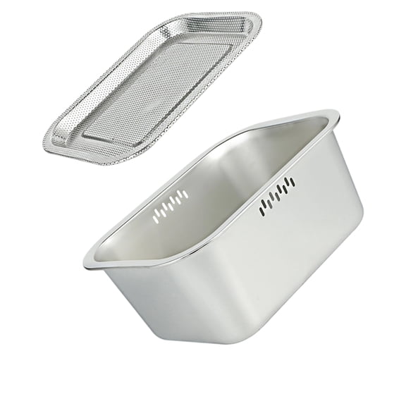 PatungKu Square Kitchen Drainer Basket Stainless Steel Food Strainer Efficient Water Filtering Compact Design