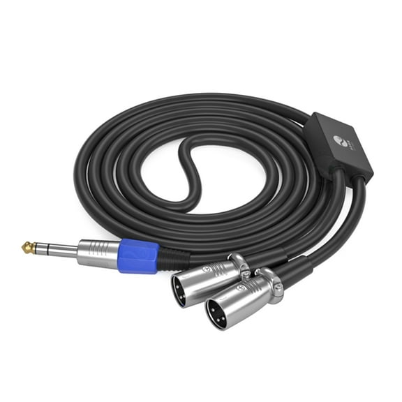 PatungKu Standard 6.35mm(6.5mm) to Double 3Pin Output Cable Aux Connectors Wire Line for Mixing Consoles 15cm to 10m Long