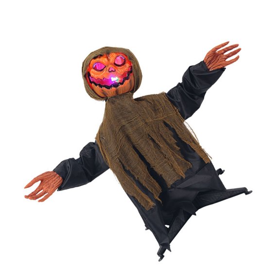 PatungKu Standing Ghostly Pumpkin Figure Ornament Sound Activated Ghostly Pumpkin Decoration For Party Decoration