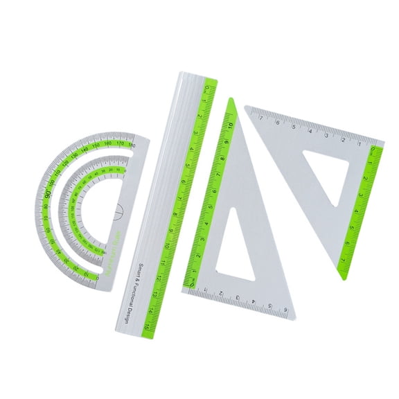 PatungKu Strong 4pcs Geometry Ruler Set with Round Edges Ideal for Precise Measurements