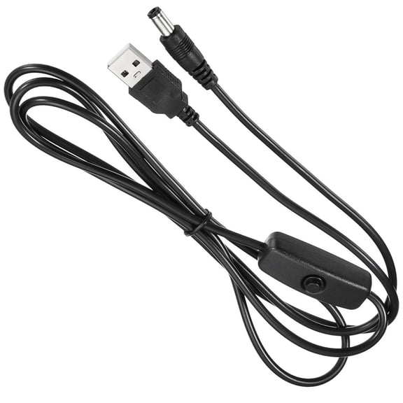 PatungKu USB Male to DC5.5x2.1mm Male Cable USB Cable with Switchs 150cm/59.05inch