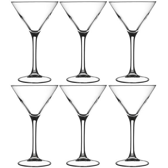 Patzino European Fully Tempered Shock & Chip Resistant Glass Set (Martini 7.5 oz / 6 Piece Set)