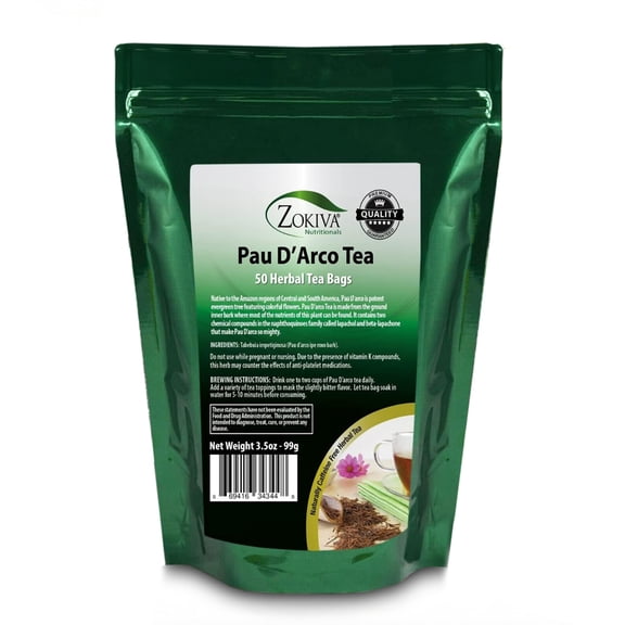 Pau DArco Tea 50 Bags Value Pack Herbal Tea Caffeine Free All Natural Zokiva