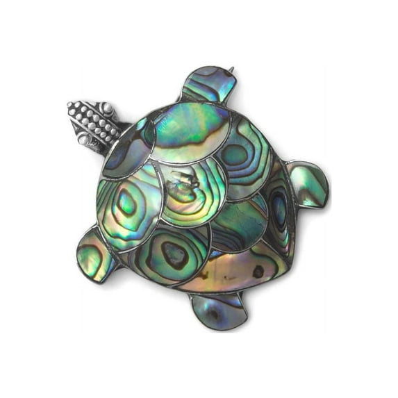 Paua Shell Turtle Sterling Silver Pin or Pendant