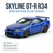 Paudi Nissan GT-R R34 2000 Blue Diecast Model Miniature Toy Car Play Vehicle