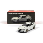 Paudi Nissan GT-R R34 2000 white color Diecast Model Miniature Toy Car Play Vehicle