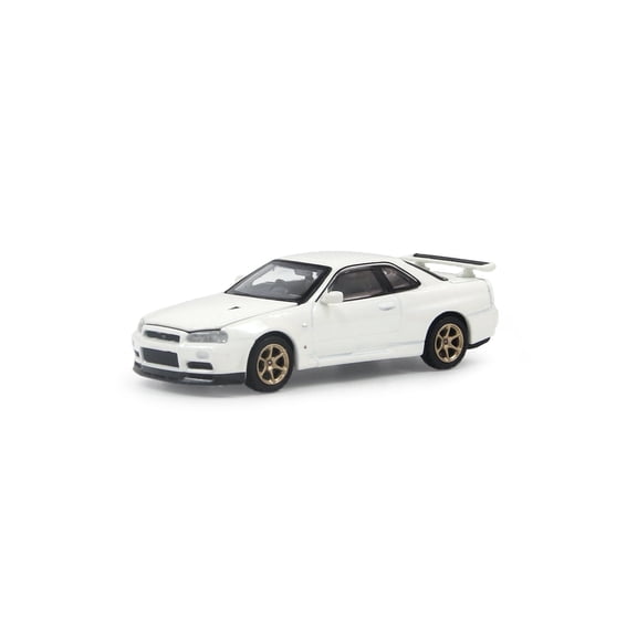 Paudi Nissan GT-R R34 2000 white color Diecast Model Miniature Toy Car Play Vehicle