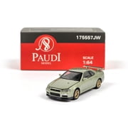 Paudi Nissan GT-R R34 2000 Green Color Diecast Model Miniature Toy Car Play Vehicle
