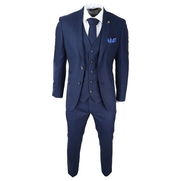 Paul Andrew Arthur Men's Blue 3 Piece Suit Birdseye Suit
