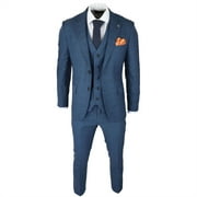 Paul Andrew Viceroy Men's 3 Piece Check Blue Suit