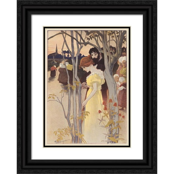 Paul Balluriau 14x18 Black Ornate Wood Framed Double Matted Museum Art Print Titled - Dusk (Twilight) (ca. 1897)