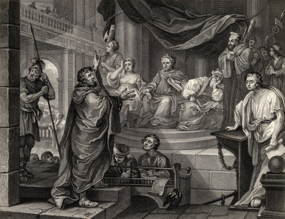 Paul Before Felix From The Original By Hogarth From The Works Of Hogarth Published London 1833 Canvas Art - Ken Welsh Design Pics (16 x 12)