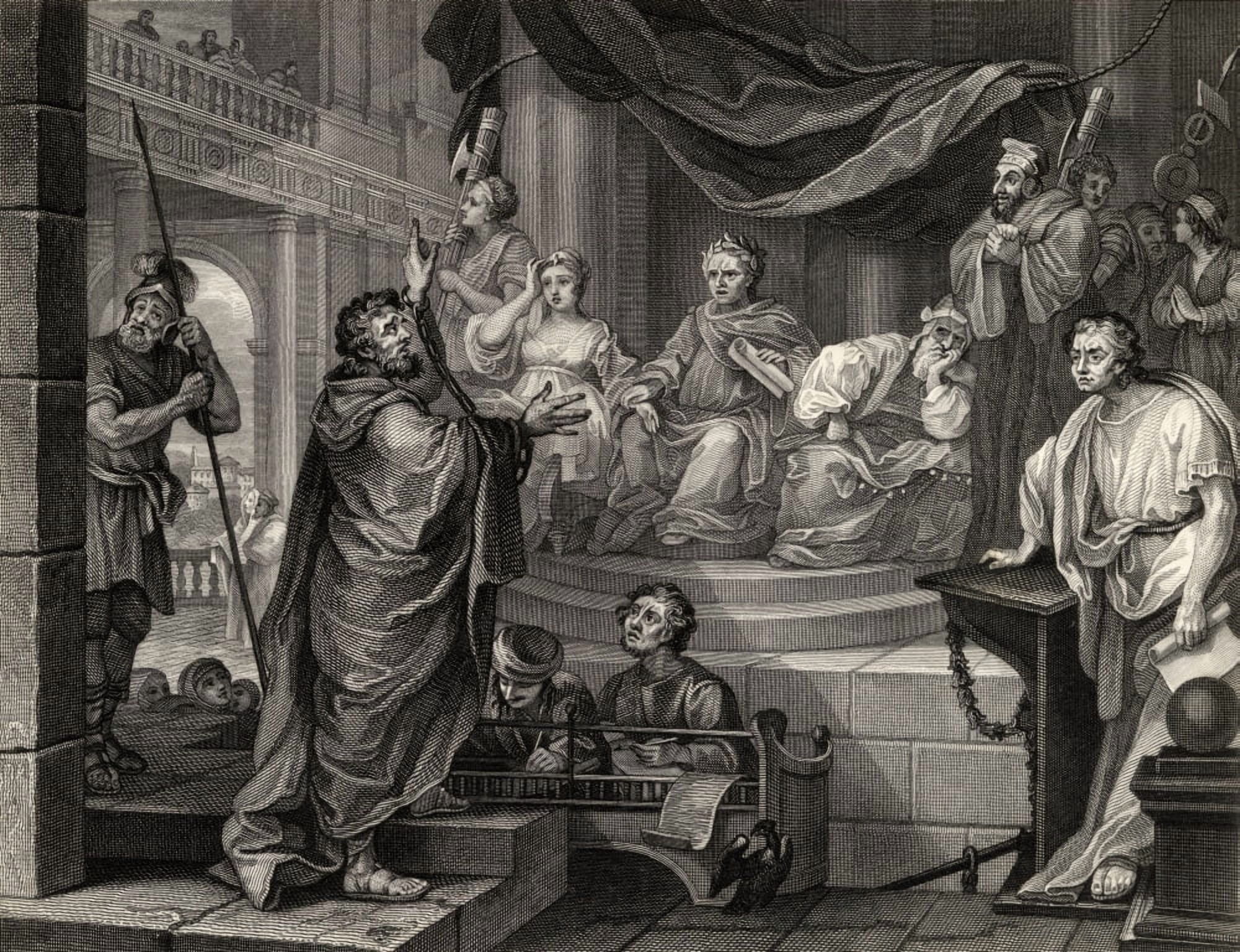 Paul Before Felix From The Original By Hogarth From The Works Of Hogarth Published London 1833 Canvas Art - Ken Welsh Design Pics (32 x 24)