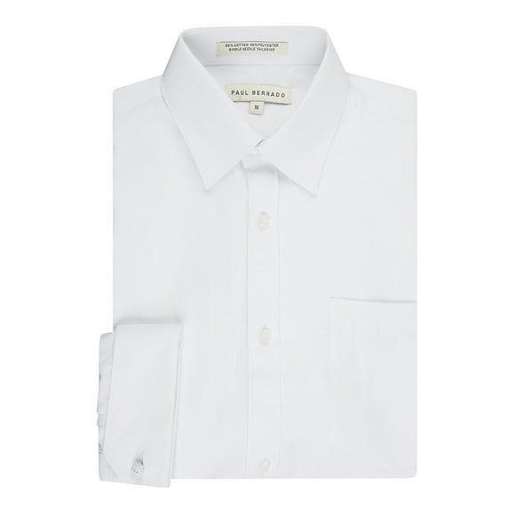 Paul Bernado Boy's 2204REG French Cuff Pique Design Dress Shirt - White - 8