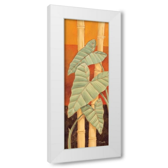Paul Brent 11x24 White Modern Wood Framed Wall Art Titled - Bali Leaves II