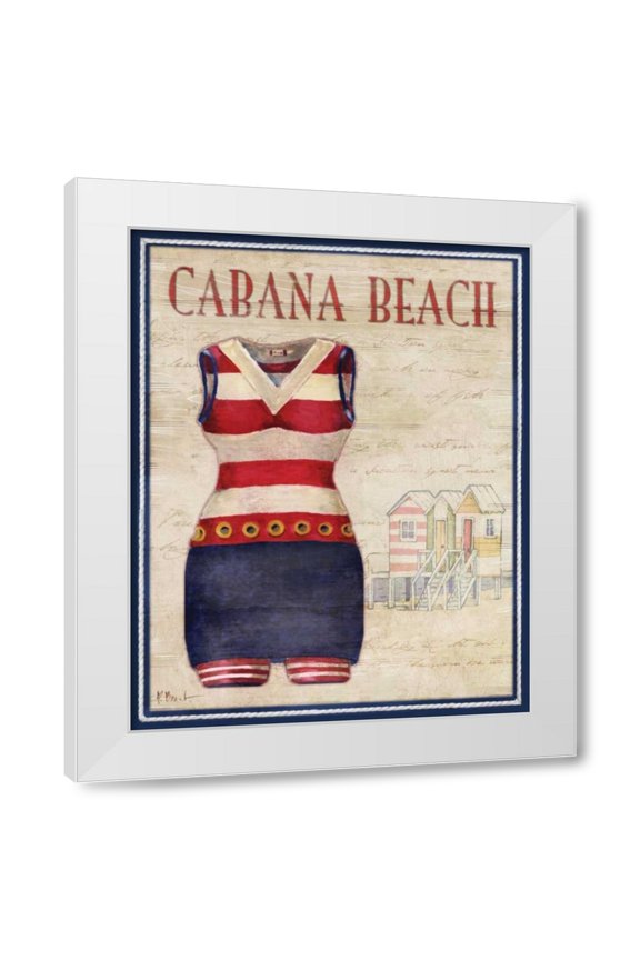 Paul Brent 12x14 White Modern Wood Framed Wall Art Titled - Cabana Beach